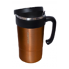 An assortment of four coffee cups in different colors with a premium travel mug, emphasizing eco-friendly and spill-proof design.