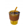 Four distinctively colored glass mug with straws, designed for durability and elegance, suitable for all beverages.