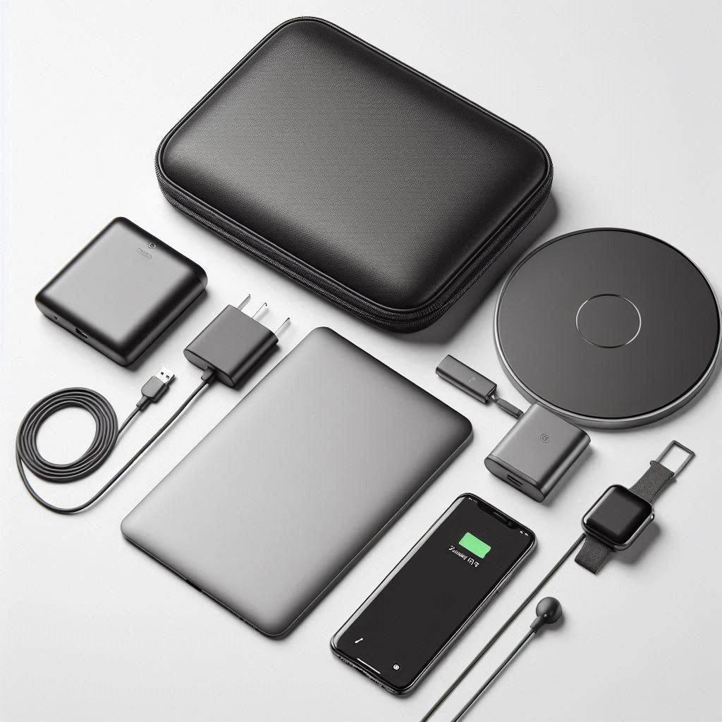 Custom tech corporate gifts including USB drives, cables, and wireless speakers with company branding