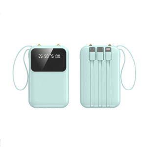 F-218 POWERBANK 10000mAh 4 X BUILT IN CABLE + 1 X USB PORT 2.1A FAST CHARGE – 2 X LED TORCH LIGHT VIBRANT & COMPACT SIZE