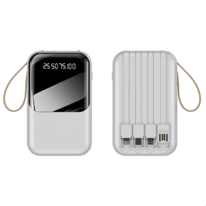 F-219 POWERBANK 10000mAh 4 X DETACHABLE CABLE + 1 X USB PORT 2.1A FAST CHARGE – 2 X LED TORCH LIGHT