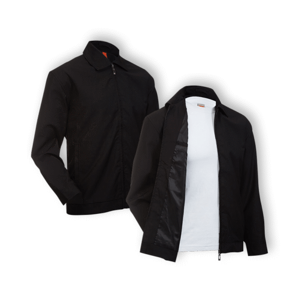 black Quirktide EJ0201 unisex full zip corporate jacket in polyester-viscose blend
