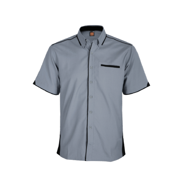 Dark-Grey Equinoxity eco work shirt F116 with collar and short sleeves