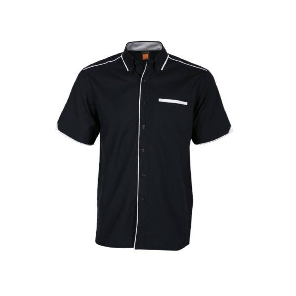 Navy Equinoxity eco work shirt F116 with collar and short sleeves
