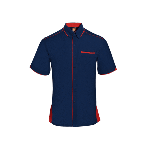 Navy-Pro Equinoxity eco work shirt F116 with collar and short sleeves