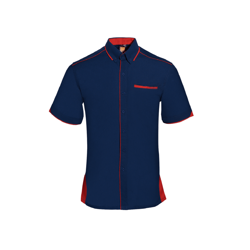 Navy-Pro Equinoxity eco work shirt F116 with collar and short sleeves