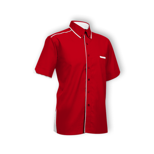 red Equinoxity eco work shirt F116 with collar and short sleeves