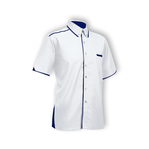 white Equinoxity eco work shirt F116 with collar and short sleeves