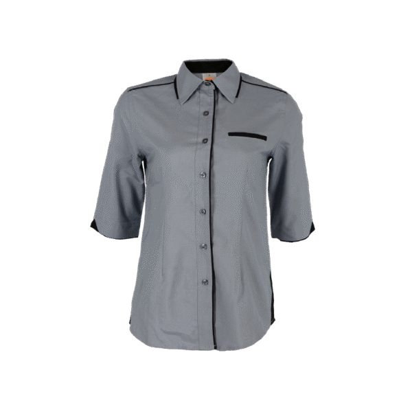 Dark-Grey Ethereon ladies 3/4 sleeve shirt F117 with collar for corporate wear