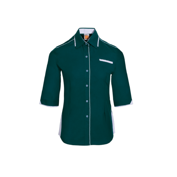 Midnight-Green Ethereon ladies 3/4 sleeve shirt F117 with collar for corporate wear
