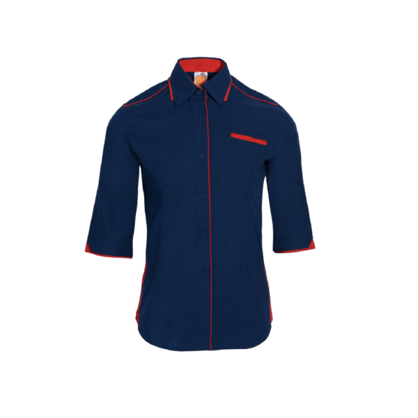 Navy-Pro Ethereon ladies 3/4 sleeve shirt F117 with collar for corporate wear