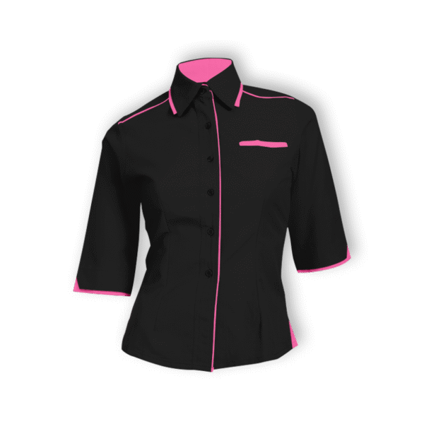 black Ethereon ladies 3/4 sleeve shirt F117 with collar for corporate wear