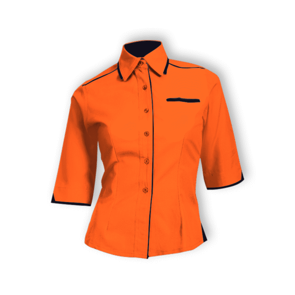 orange Ethereon ladies 3/4 sleeve shirt F117 with collar for corporate wear