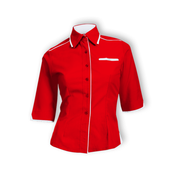 red Ethereon ladies 3/4 sleeve shirt F117 with collar for corporate wear