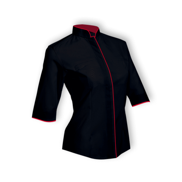 black EmberLoom F119 women’s 3/4 sleeve corporate shirt with eco-dyed fabric