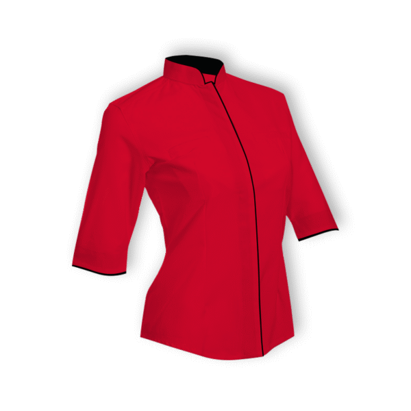 red EmberLoom F119 women’s 3/4 sleeve corporate shirt with eco-dyed fabric