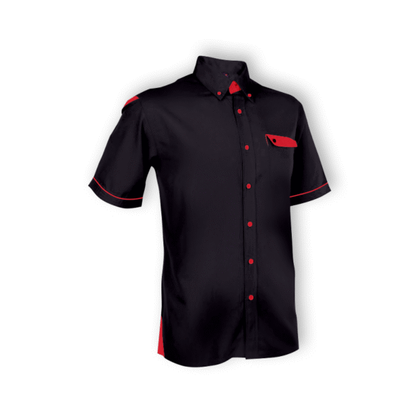 black ImpactGear unisex short sleeve corporate shirt with collar in eco-dyed fabric
