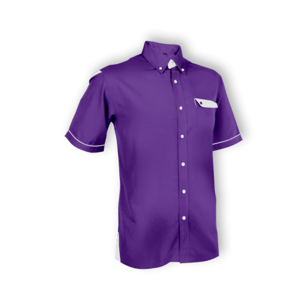 purple ImpactGear unisex short sleeve corporate shirt with collar in eco-dyed fabric
