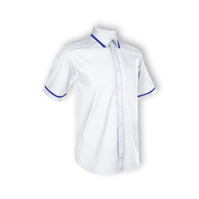 white DynamoFit corporate short sleeve office shirt in unisex cut