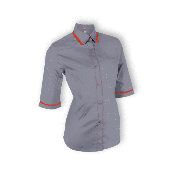 grey Female 3/4 sleeve corporate blouse in eco-dyed fabric – EliteFlex design