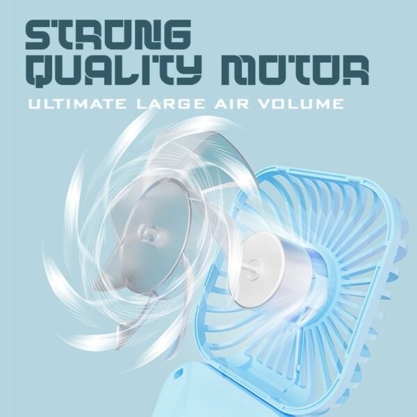 Foldable mini fan in white with 180° rotating design - strong quality