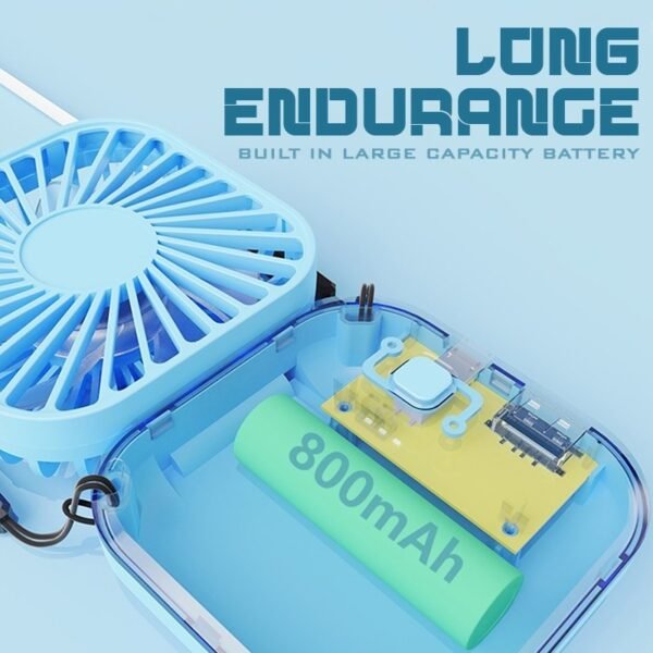 Foldable mini fan in white with 180° rotating design - long endurance