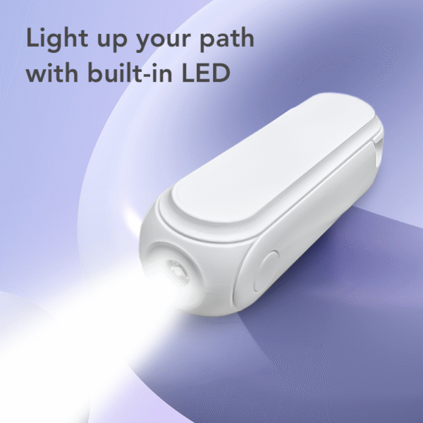 Foldable mini fan torch in white with mirror and phone stand - light