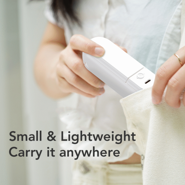 Foldable mini fan torch in white with mirror and phone stand - compact