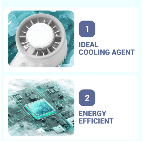 Mini handheld turbo fan in white with 3-speed design - cooling