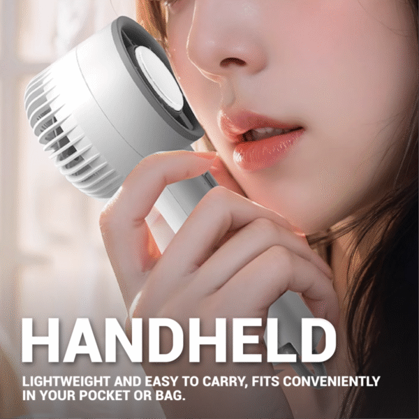 Mini handheld turbo fan in white with 3-speed design - handheld