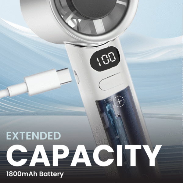 Typhoon handheld fan in white with long-lasting battery - capacity