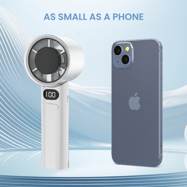 Typhoon handheld fan in white with long-lasting battery - small