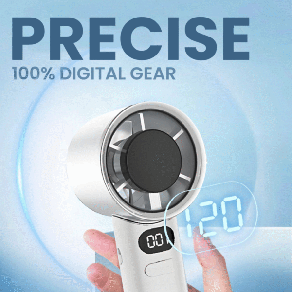 Typhoon handheld fan in white with long-lasting battery - precise