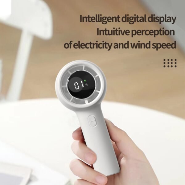 Handheld turbo fan in white with 5-speed design - intelligent