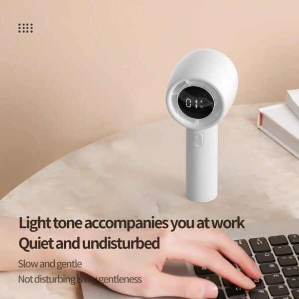 Handheld turbo fan in white with 5-speed design - light tone