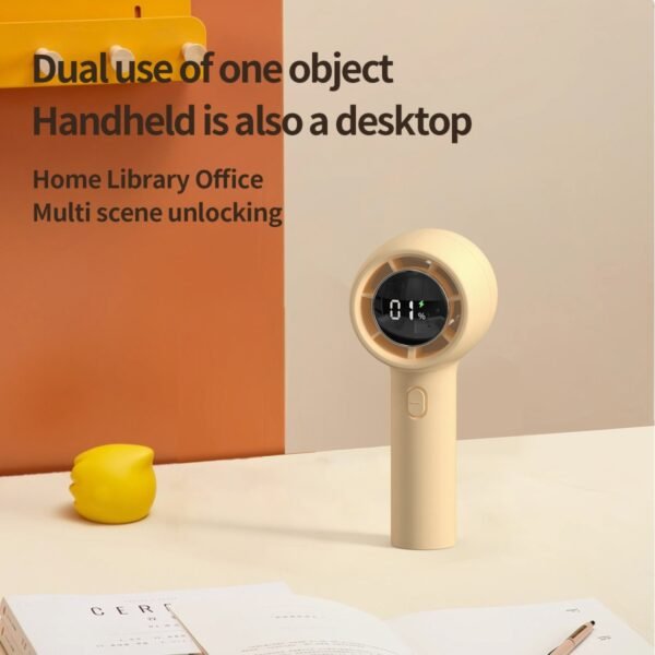 Handheld turbo fan in white with 5-speed design - dual use