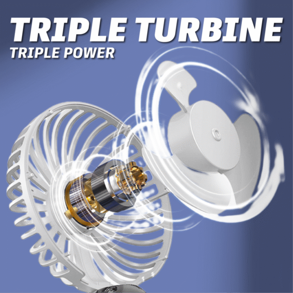 Phone stand handheld fan in white with foldable design - triple turbo