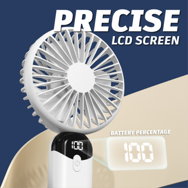 Phone stand handheld fan in white with foldable design - precise