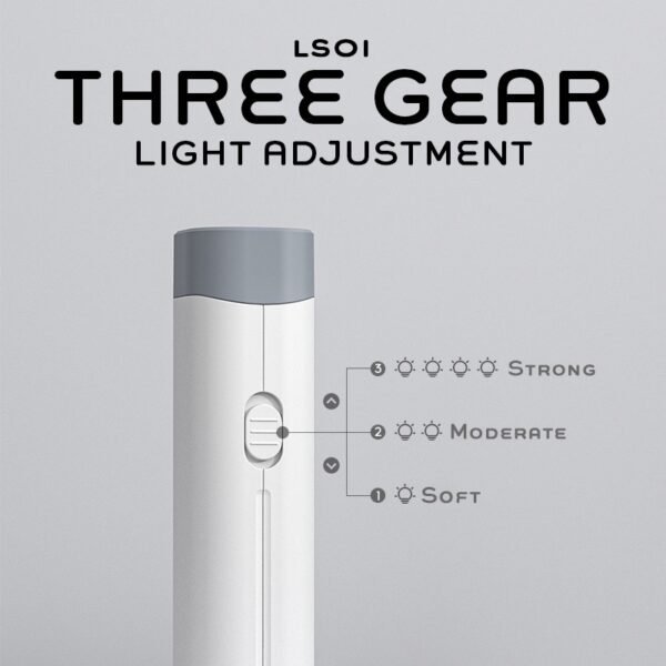 LED lamp powerbank in white with torch and mobile stand - three gear
