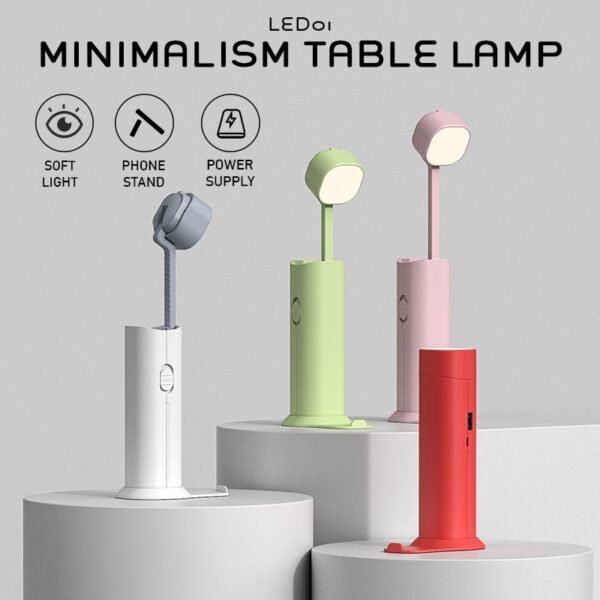 LED lamp powerbank in white with torch and mobile stand - info