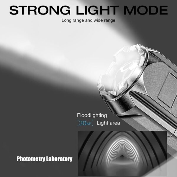 Zoom focus LED torch in black with adjustable beam - strong light