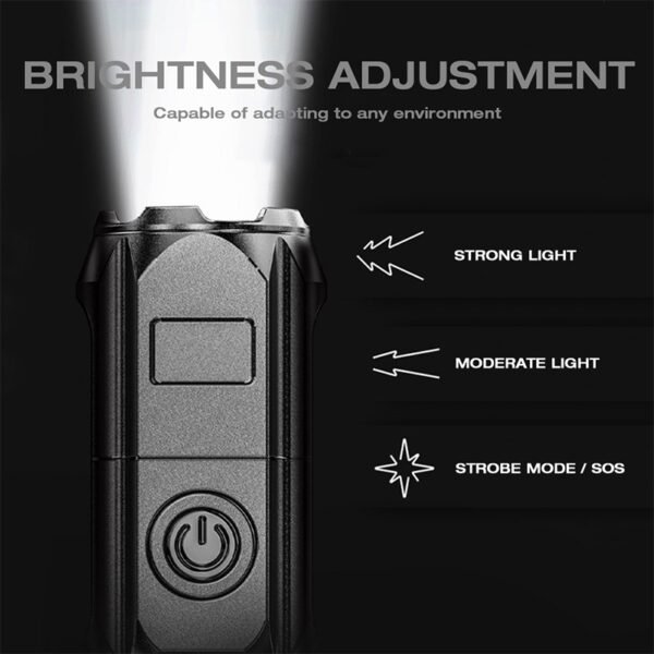 Zoom focus LED torch in black with adjustable beam - brightness adjustment