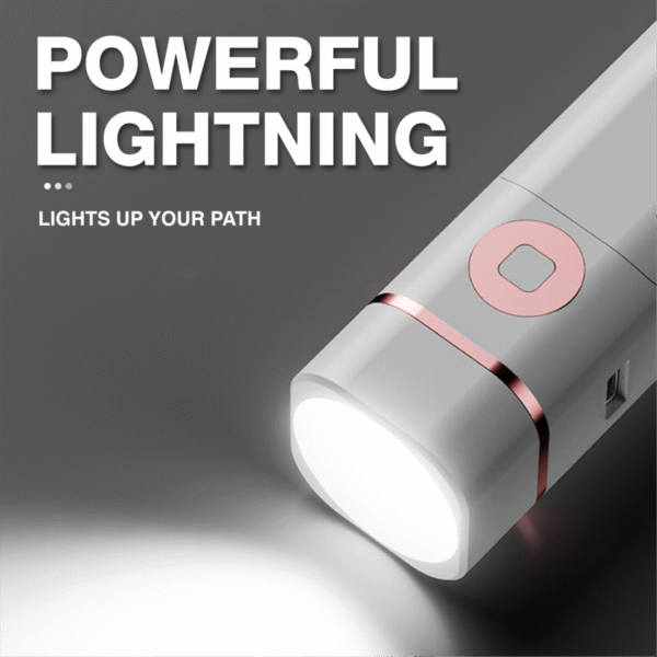 Torch table lamp powerbank in white with mobile stand and USB output - powerful lightning