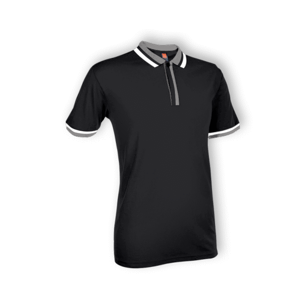 black Fuzzify 190GSM polo tee Singapore in eco-dyed fabric with short sleeves