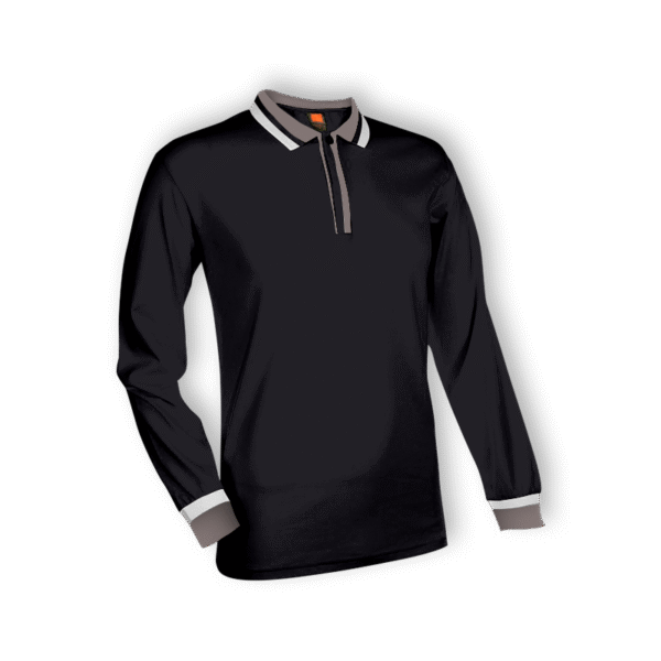 black CozyCraze long sleeve polo tee Singapore in eco-dyed fabric