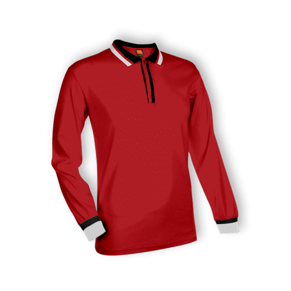 red CozyCraze long sleeve polo tee Singapore in eco-dyed fabric