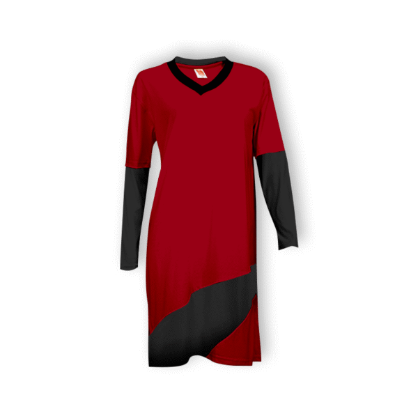 red BelleMode modest Muslimah shirt Singapore in eco-dyed fabric