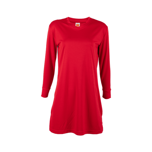 red AscendWear long sleeve Muslimah shirt Singapore in quick-dry eco fabric