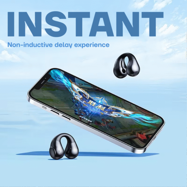 Clip ear TWS earphone in black with charging case - instant
