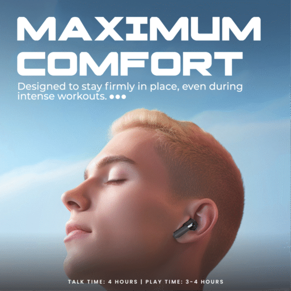 In ear TWS earphone in black with charging case - maximum comfort